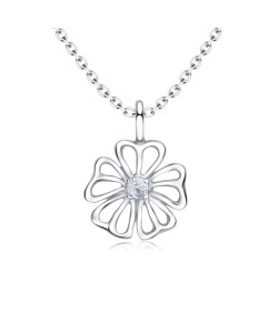 Flowers with Gemstone Silver Necklaces SPE-3734